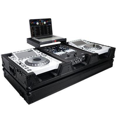 ProX DJ Coffin Case for Pioneer 2X CDJ-3000 CD and DJM-900NXS2 Mixer W/Wheels & Laptop Shelf (Black on Black)