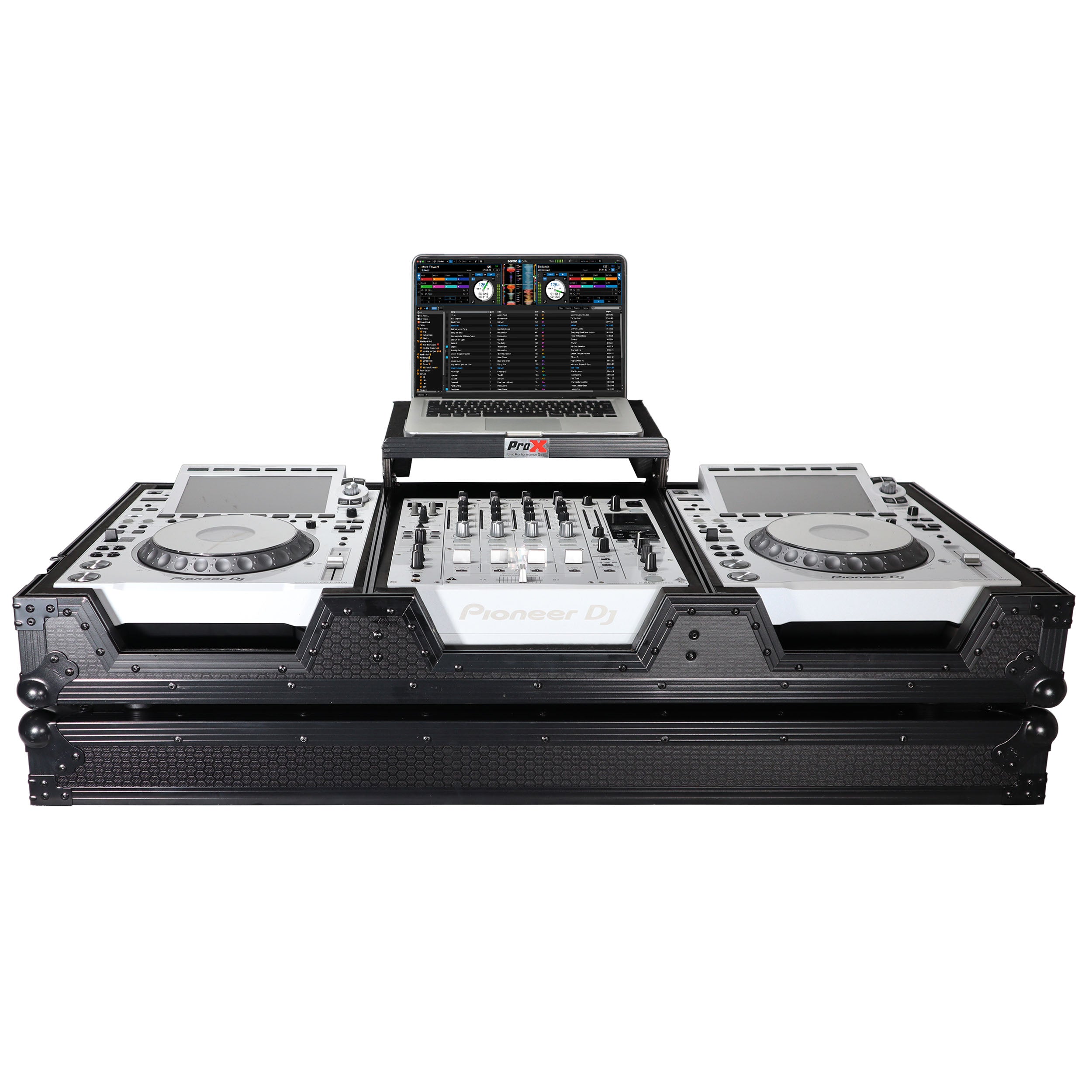 ProX DJ Coffin Case for Pioneer 2X CDJ-3000 CD and DJM-900NXS2 Mixer W/Wheels & Laptop Shelf (Black on Black)