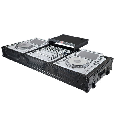 ProX DJ Coffin Case for Pioneer 2X CDJ-3000 CD and DJM-900NXS2 Mixer W/Wheels & Laptop Shelf (Black on Black)