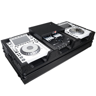 ProX DJ Coffin Case for Pioneer 2X CDJ-3000 CD and DJM-900NXS2 Mixer W/Wheels & Laptop Shelf (Black on Black)