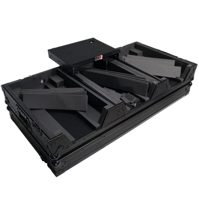 ProX DJ Coffin Case for Pioneer 2X CDJ-3000 CD and DJM-900NXS2 Mixer W/Wheels & Laptop Shelf (Black on Black)