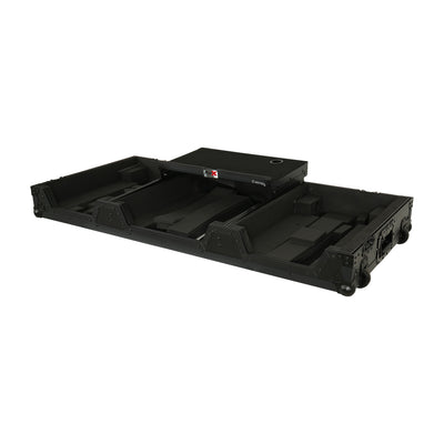 ProX Fits 2x Pioneer CDJ 3000X Case / Pioneer DJM V10 / A9 Mixer w/ Laptop Shelf, All Black and Low profile Wheels
