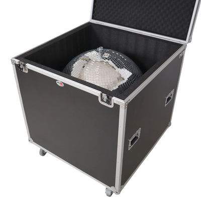 ProX 30" Mirror Ball Flight Road Case with wheels and Stay open hinge door