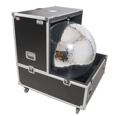 ProX 40" Mirror Ball Flight Road Case with wheels and two removable top cover