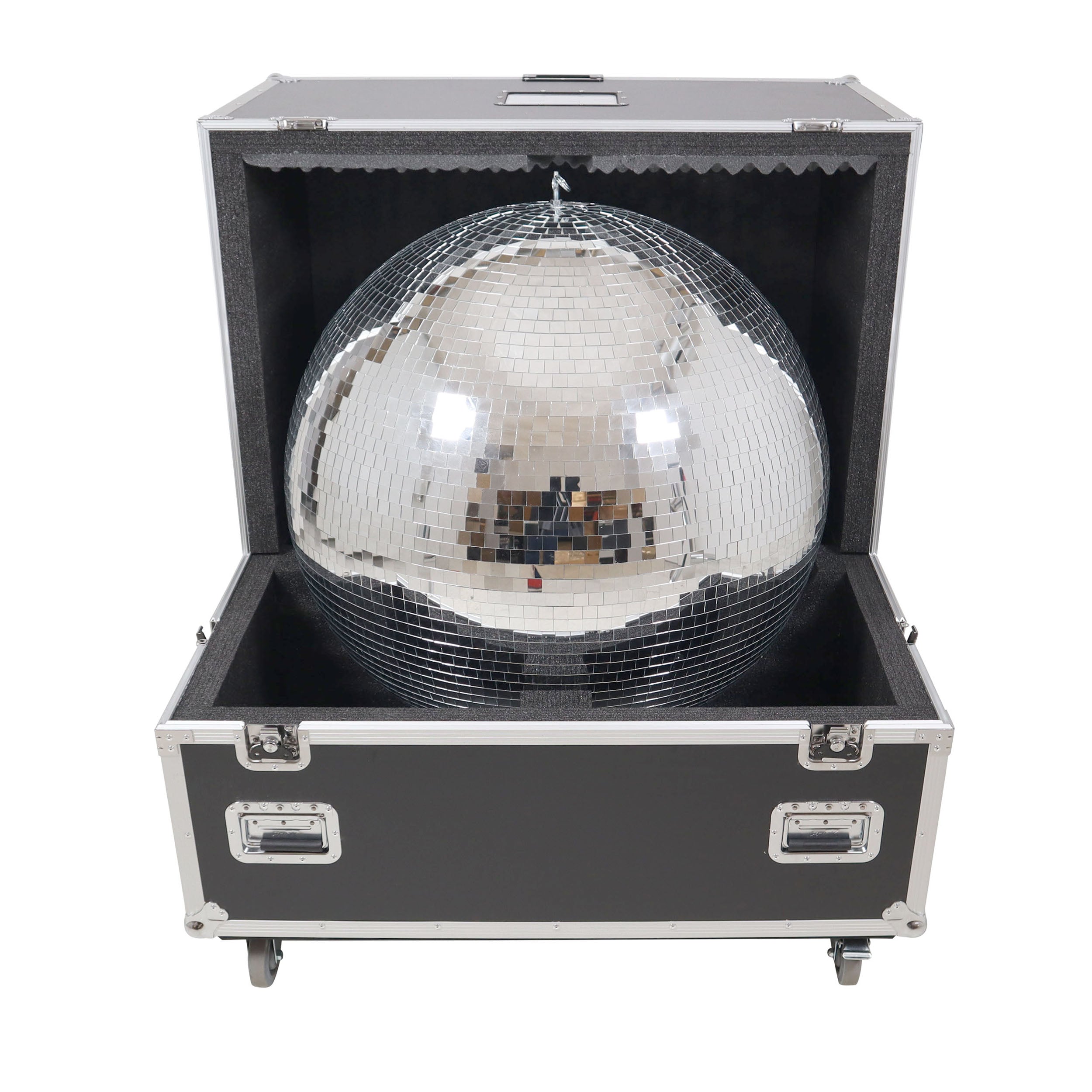 ProX 36" Mirror Ball Flight Road Case with wheels and two removable top cover