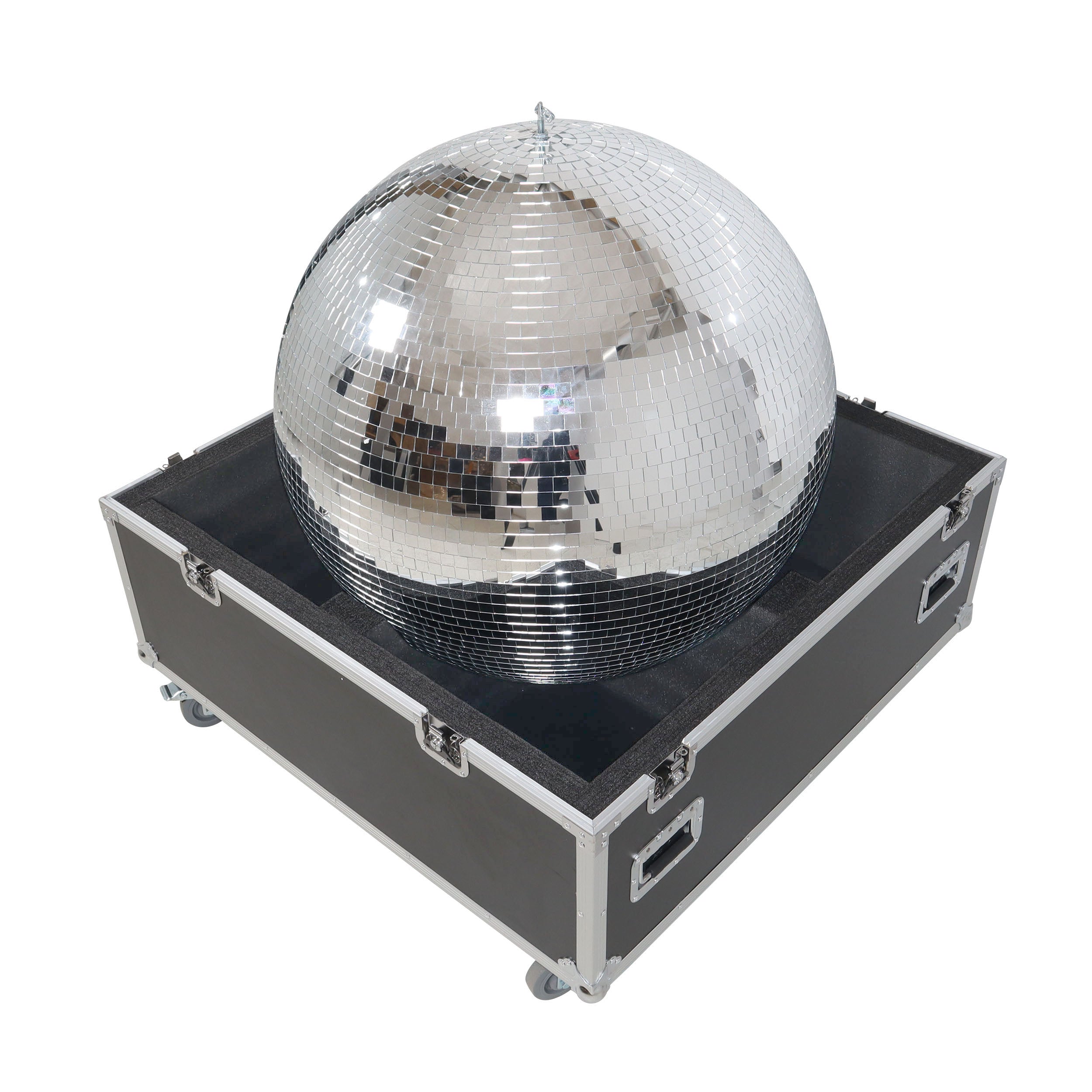 ProX 36" Mirror Ball Flight Road Case with wheels and two removable top cover