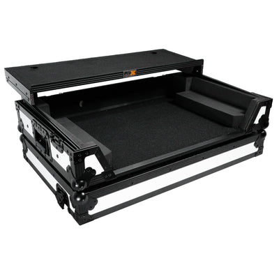 ProX ATA Flight Style Road Case For Pioneer DDJ-FLX10 or DDJ-GRV6 with Laptop Shelf 1U Rack Space and Wheels White Black Finish
