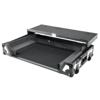 ProX ATA Flight Style Road Case For Pioneer DDJ-FLX10 or DDJ-GRV6 with Laptop Shelf 1U Rack Space and Wheels White Black Finish