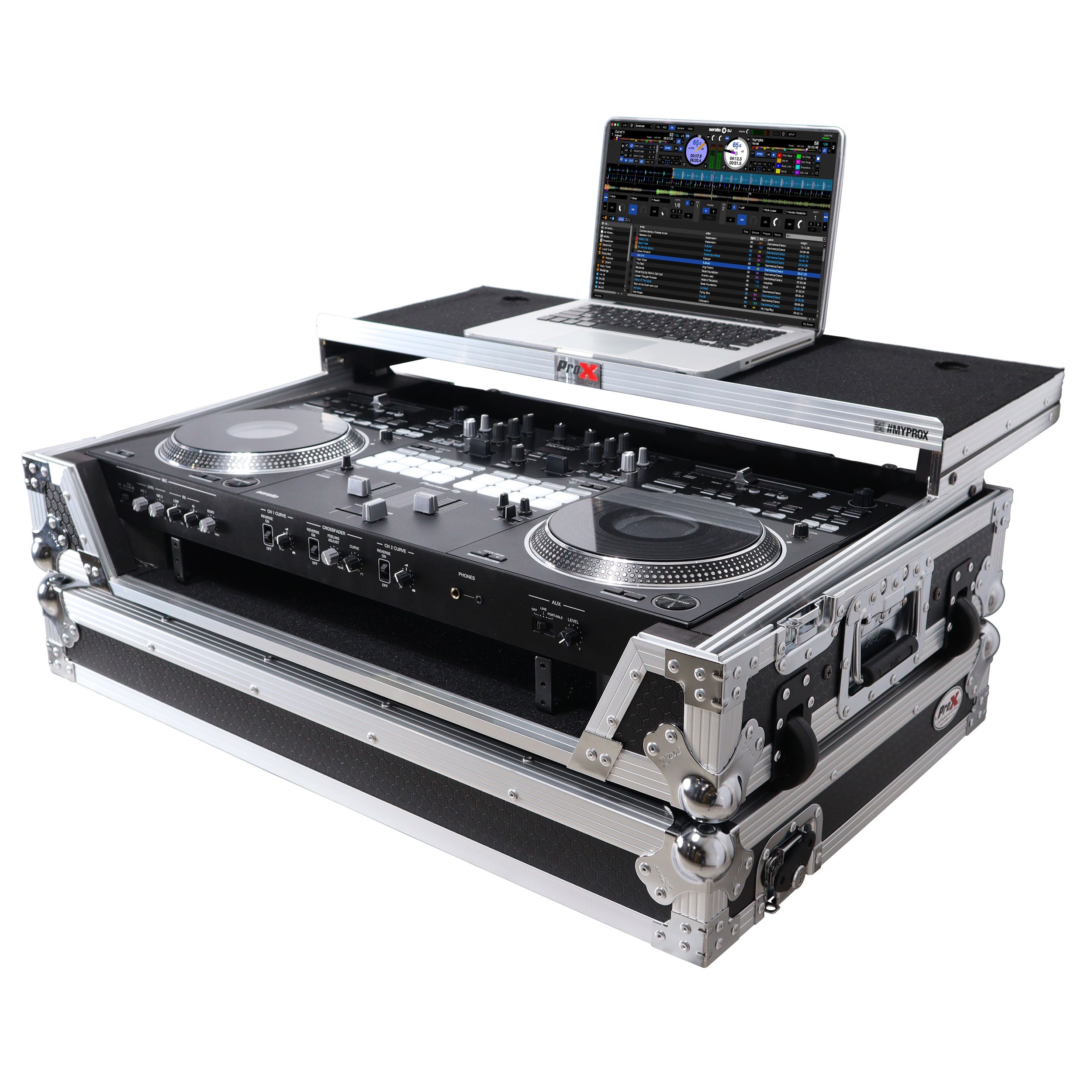 ProX ATA Style Flight Case for Pioneer DDJ-REV7 DJ Controller with Laptop Shelf Wheels and 1U Rackspace