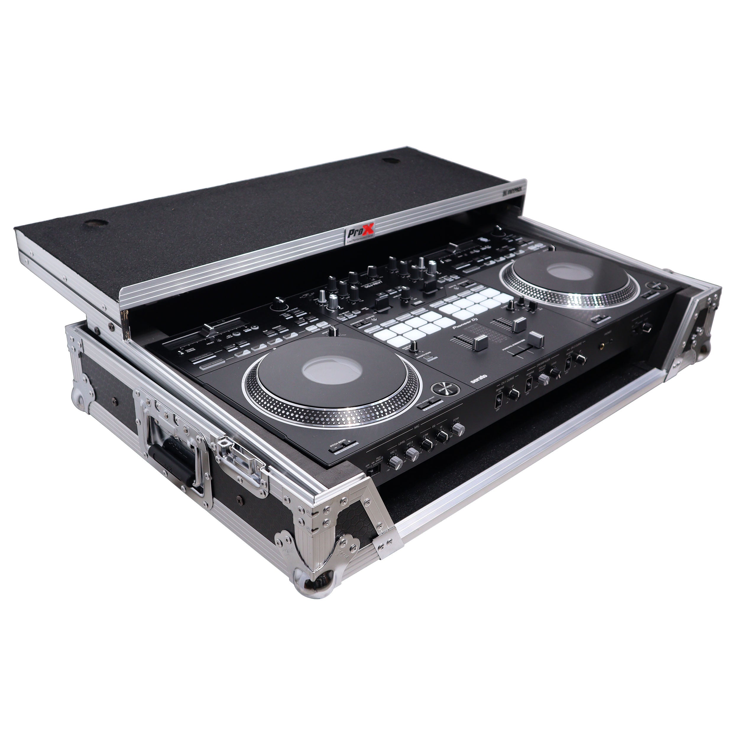ProX ATA Style Flight Case for Pioneer DDJ-REV7 DJ Controller with Laptop Shelf Wheels and 1U Rackspace