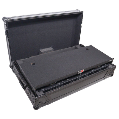 ProX ATA Flight Style Road Case For Pioneer DDJ-FLX10 or DDJ-GRV6 with Laptop Shelf 1U Rack Space Wheels and LED Black Finish