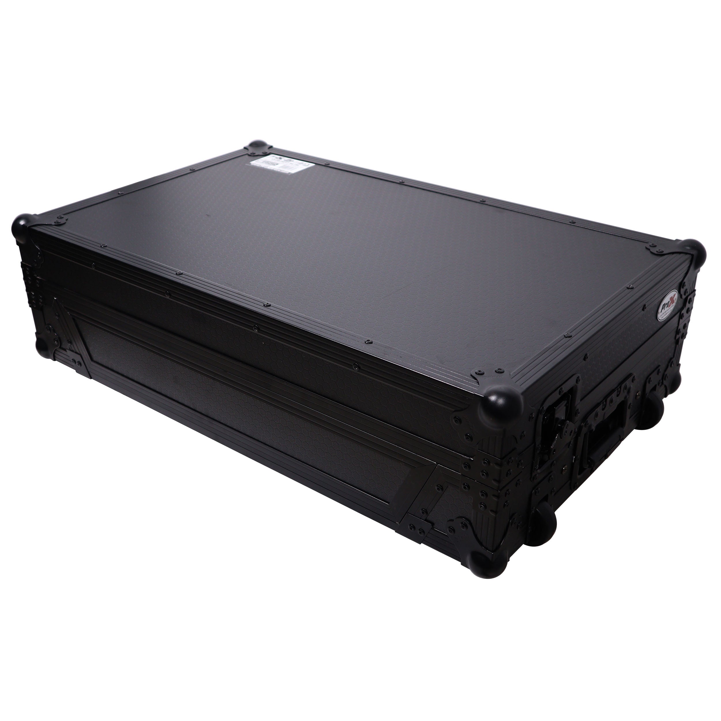 ProX ATA Flight Style Road Case For Pioneer DDJ-FLX10 or DDJ-GRV6 with Laptop Shelf 1U Rack Space Wheels and LED Black Finish