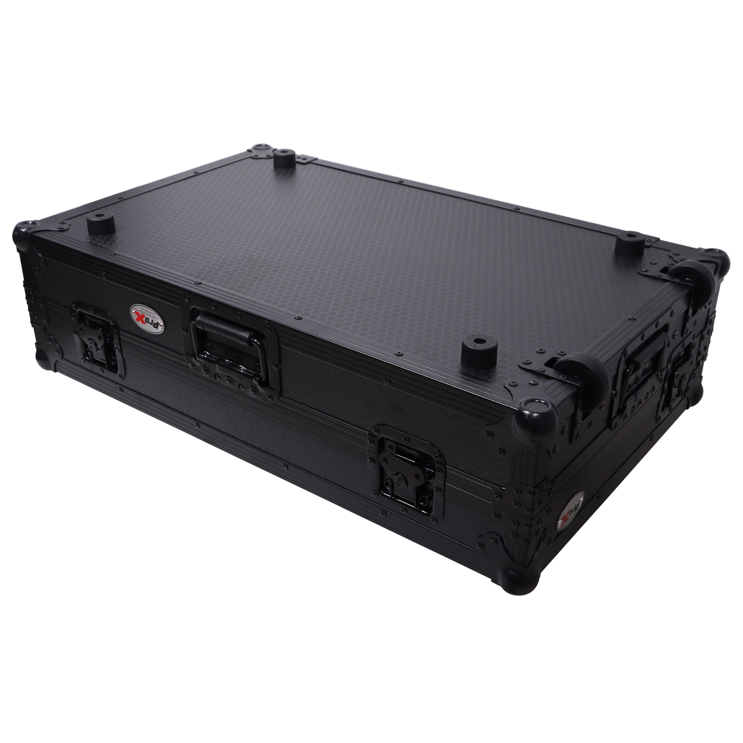 ProX ATA Flight Style Road Case For Pioneer DDJ-FLX10 or DDJ-GRV6 with Laptop Shelf 1U Rack Space Wheels and LED Black Finish