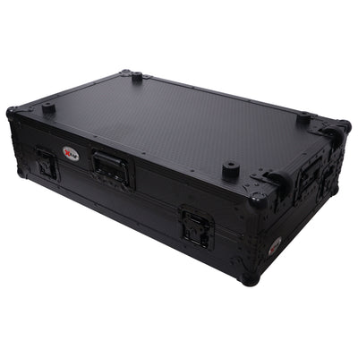 ProX ATA Flight Style Road Case For Pioneer DDJ-FLX10 or DDJ-GRV6 with Laptop Shelf 1U Rack Space Wheels and LED Black Finish