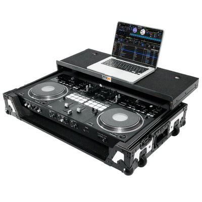 ProX ATA Flight Case for Pioneer DDJ-REV7 DJ Controller with Laptop Shelf 1U Rack Space and Wheels - White Black
