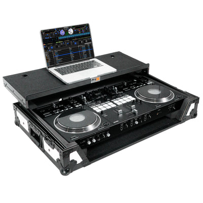 ProX ATA Flight Case for Pioneer DDJ-REV7 DJ Controller with Laptop Shelf 1U Rack Space and Wheels - White Black