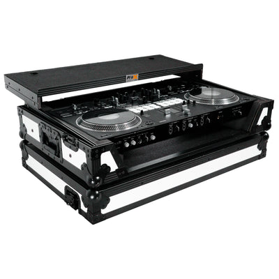 ProX ATA Flight Case for Pioneer DDJ-REV7 DJ Controller with Laptop Shelf 1U Rack Space and Wheels - White Black