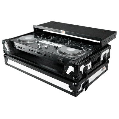 ProX ATA Flight Case for Pioneer DDJ-REV7 DJ Controller with Laptop Shelf 1U Rack Space and Wheels - White Black