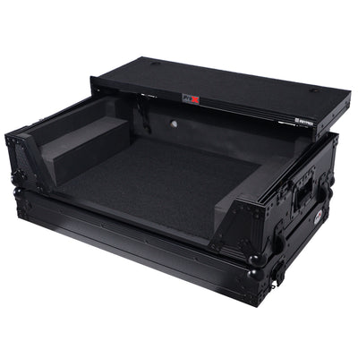 ProX Flight Style Road Case For Pioneer DDJ-FLX10 or DDJ-GRV6 DJ Controller with Laptop Shelf 2U Rack Space Wheels - Black Finish