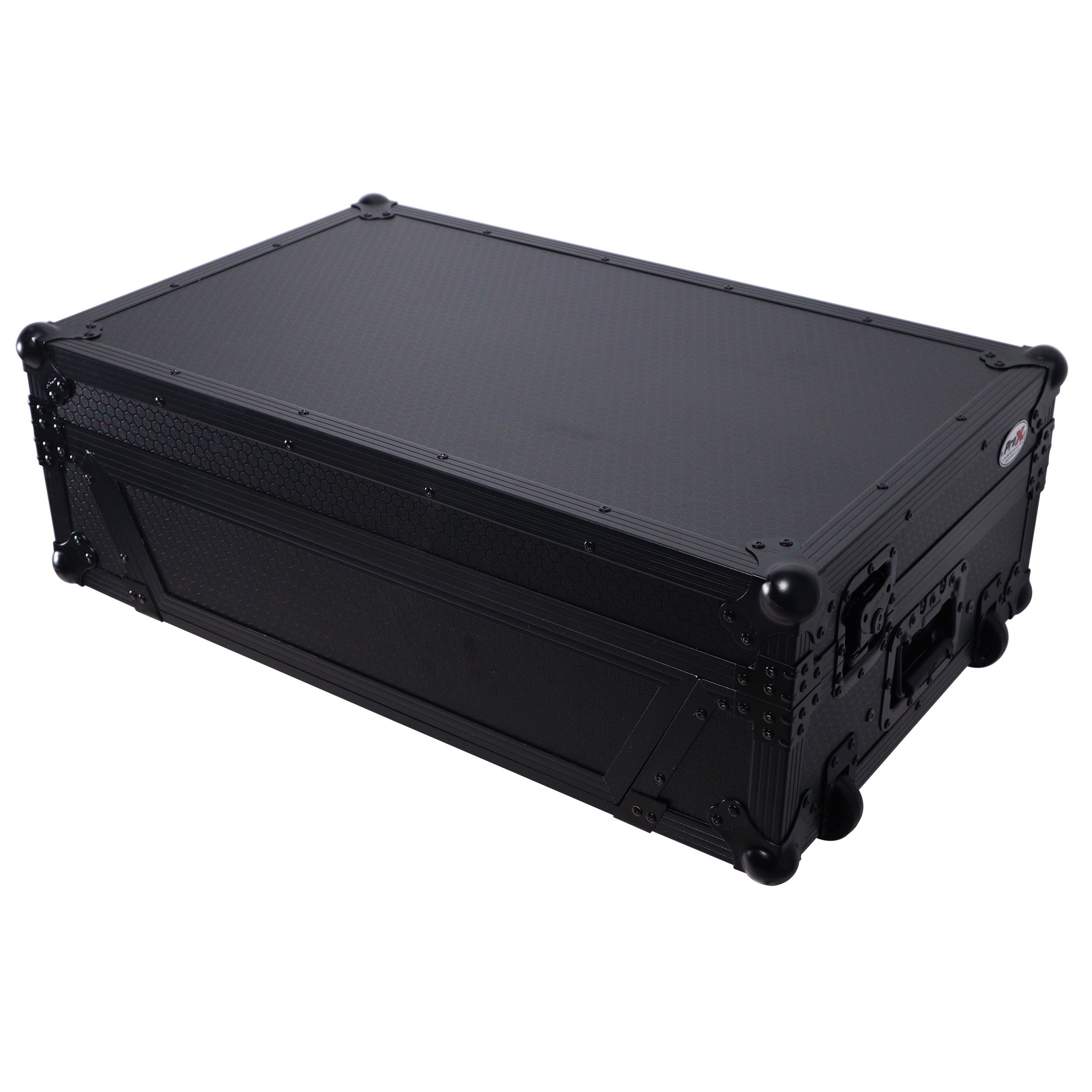 ProX Flight Style Road Case For Pioneer DDJ-FLX10 or DDJ-GRV6 DJ Controller with Laptop Shelf 2U Rack Space Wheels - Black Finish