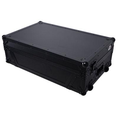 ProX Flight Style Road Case For Pioneer DDJ-FLX10 or DDJ-GRV6 DJ Controller with Laptop Shelf 2U Rack Space Wheels - Black Finish