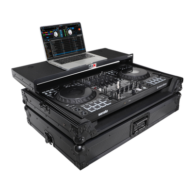 ProX Pioneer DDJ-FLX10 or DDJ-GRV6 with Sliding Laptop Shelf ATA Flight Style Road Case Black Finish Slim Case