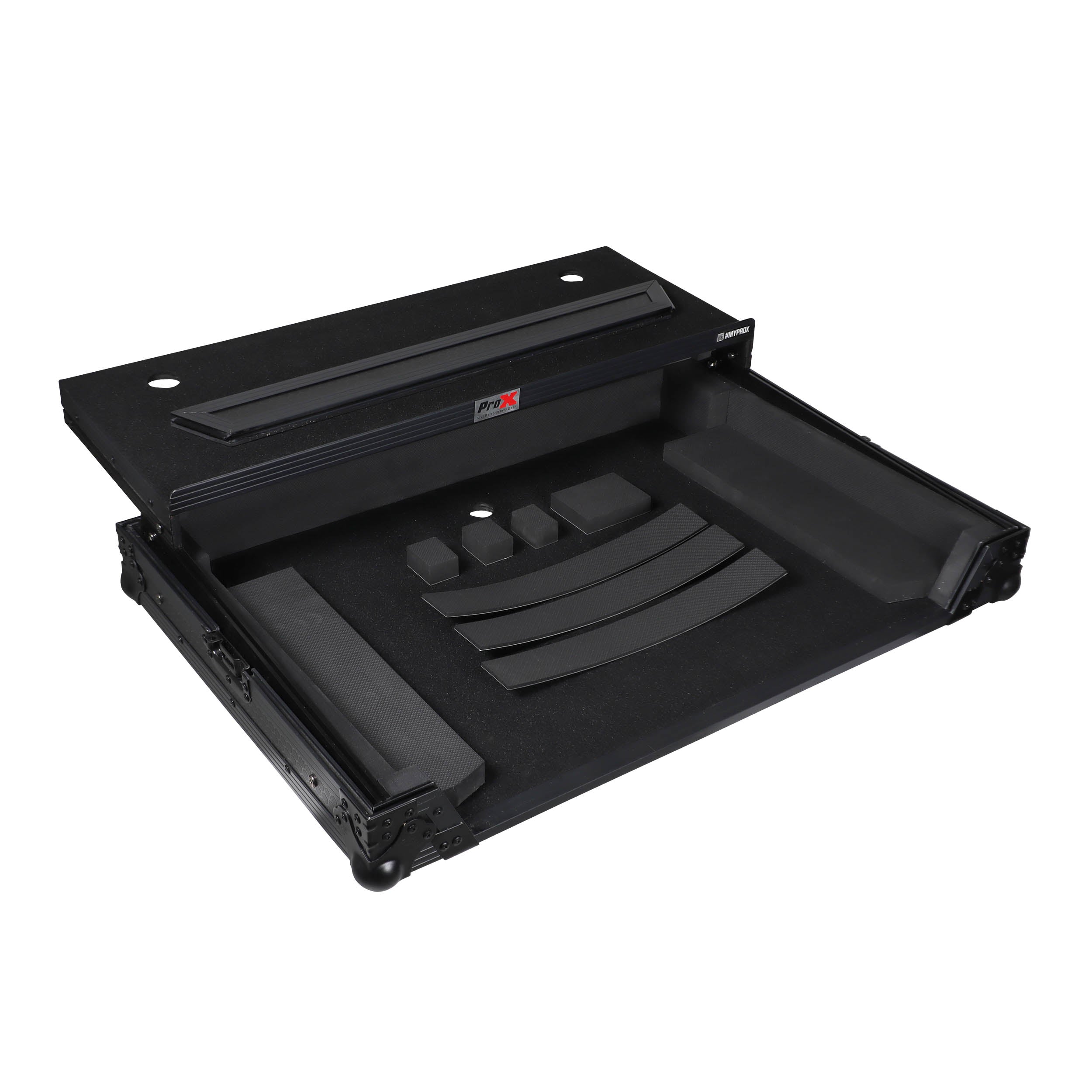 ProX Pioneer DDJ-FLX10 or DDJ-GRV6 with Sliding Laptop Shelf ATA Flight Style Road Case Black Finish Slim Case