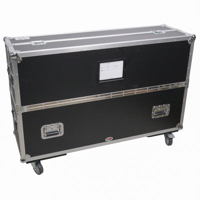 ProX Flat Panel LCD-LED-Plasma Monitor Road Case Holds Two 43"-50" TVs Adjustable Case W-4 Inch Casters