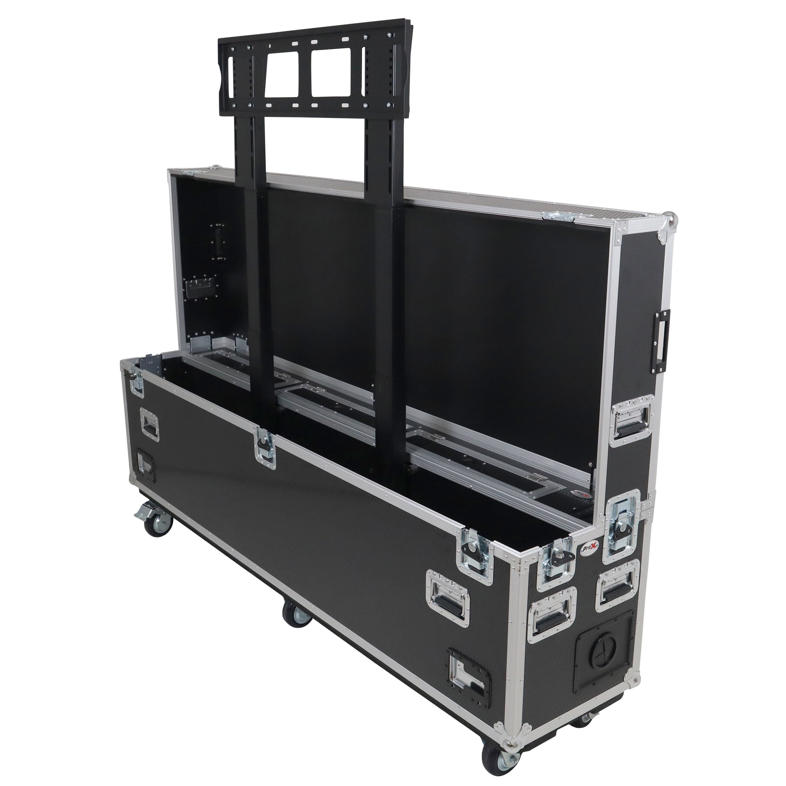 ProX Motorized Universal Case For Flat Panel Monitor LED LCD TV Dual 80" to 90" Flight Case W 4" Casters