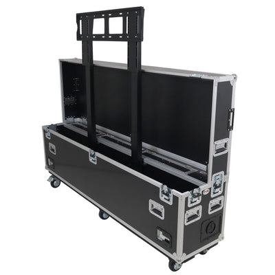 ProX Motorized Universal Case For Flat Panel Monitor LED LCD TV Dual 80" to 90" Flight Case W 4" Casters