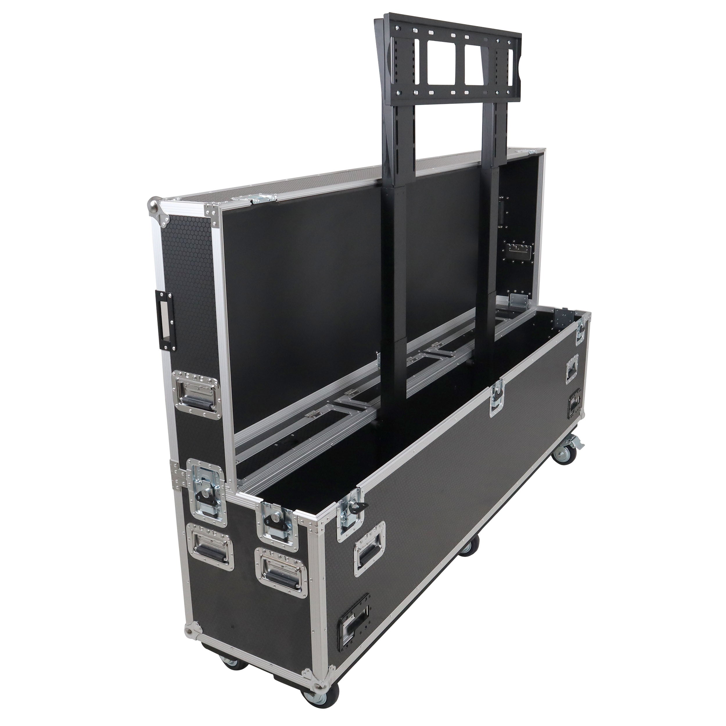 ProX Motorized Universal Case For Flat Panel Monitor LED LCD TV Dual 80" to 90" Flight Case W 4" Casters