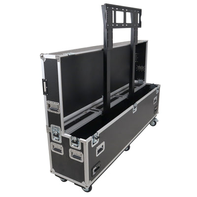 ProX Motorized Universal Case For Flat Panel Monitor LED LCD TV Dual 80" to 90" Flight Case W 4" Casters
