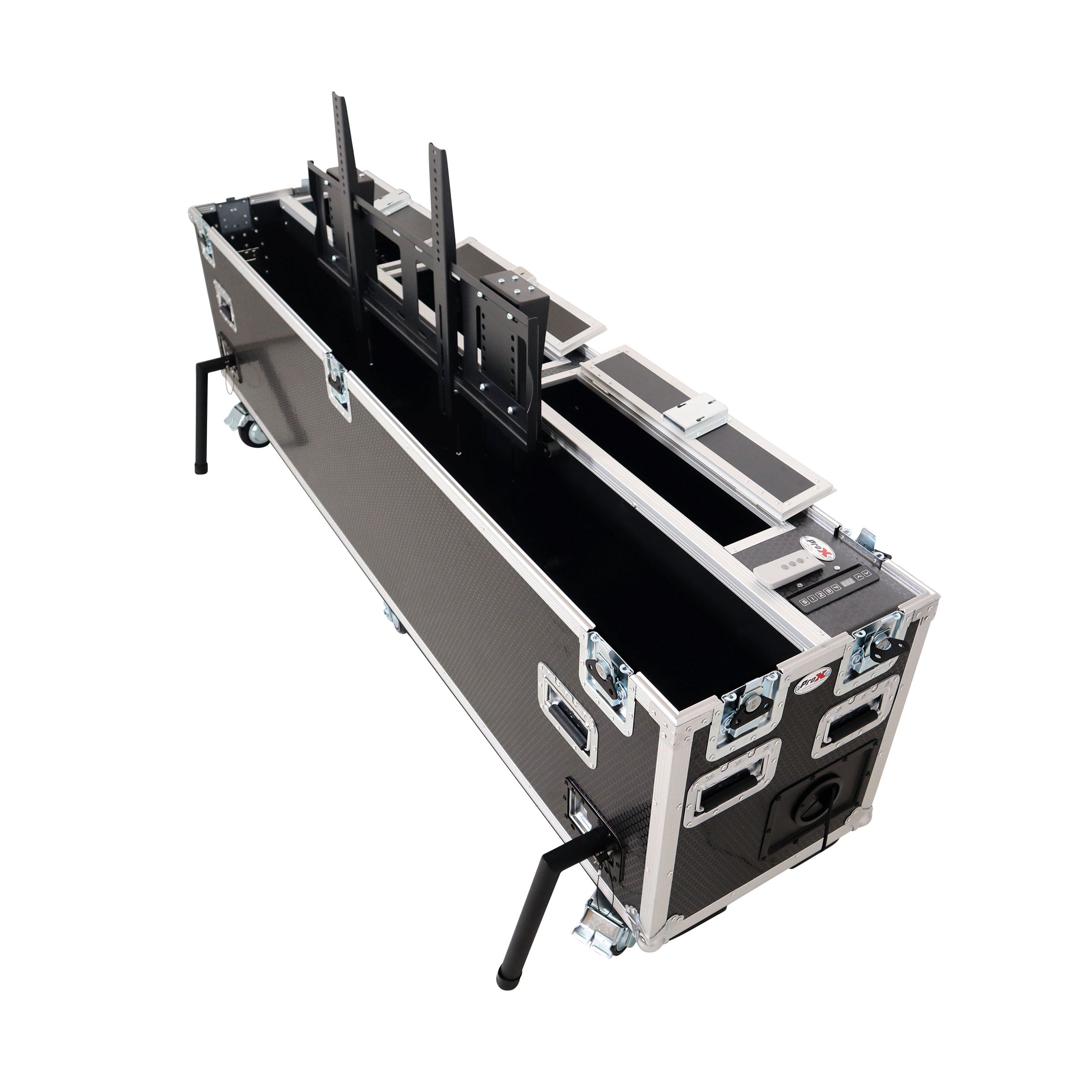 ProX Motorized Universal Case For Flat Panel Monitor LED LCD TV Dual 80" to 90" Flight Case W 4" Casters