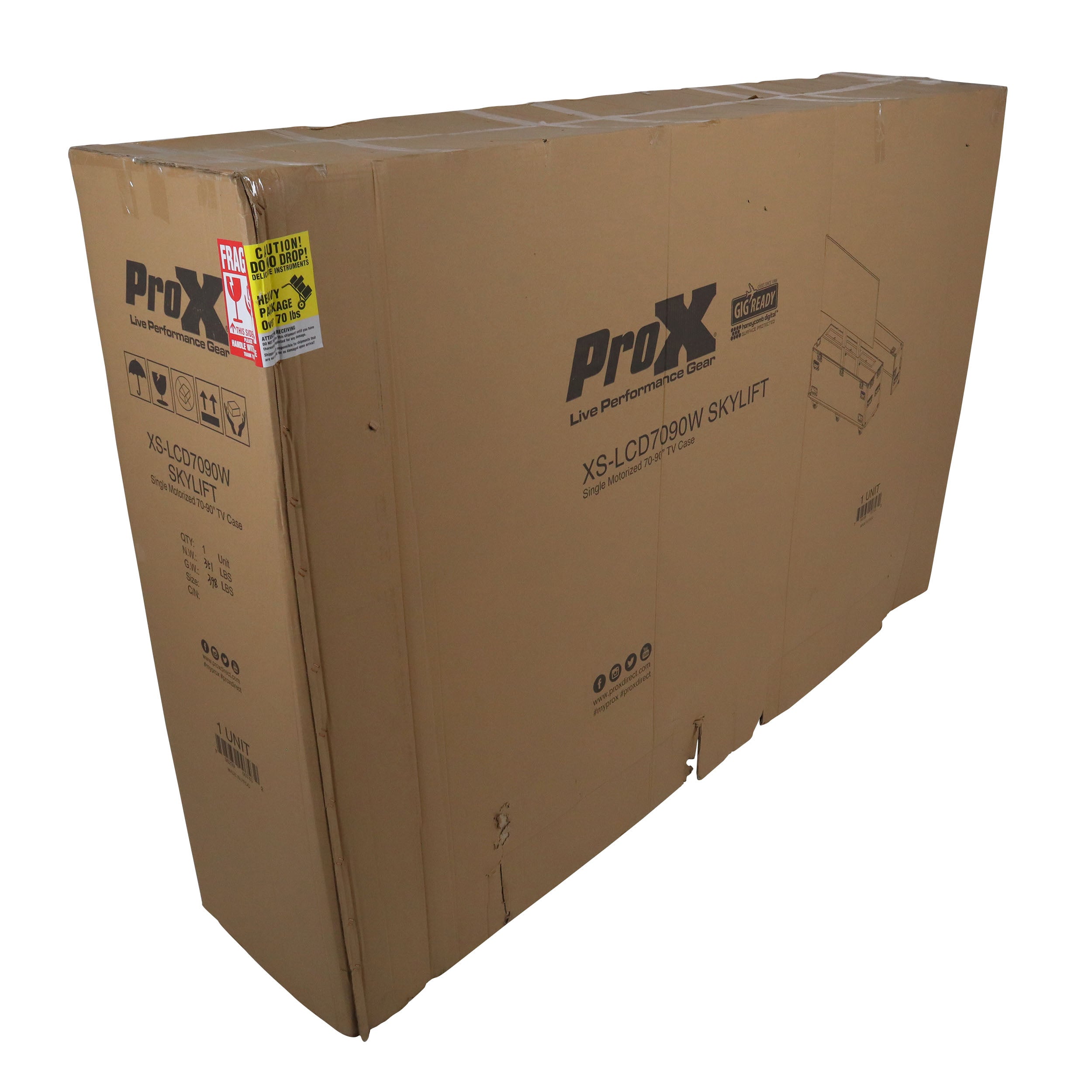 ProX Motorized Universal Case For Flat Panel Monitor LED LCD TV Dual 80" to 90" Flight Case W 4" Casters
