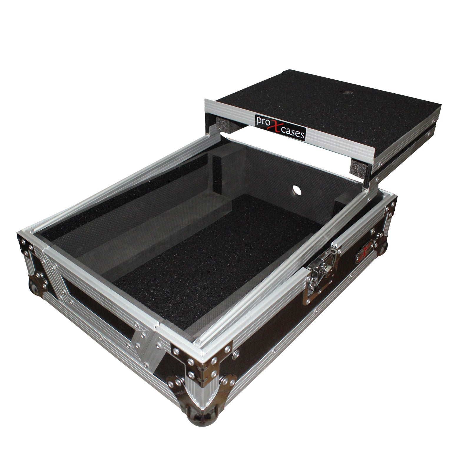 ProX Mixer ATA Flight Hard Case for Large Format 12" Universal DJ Mixer with Laptop Shelf