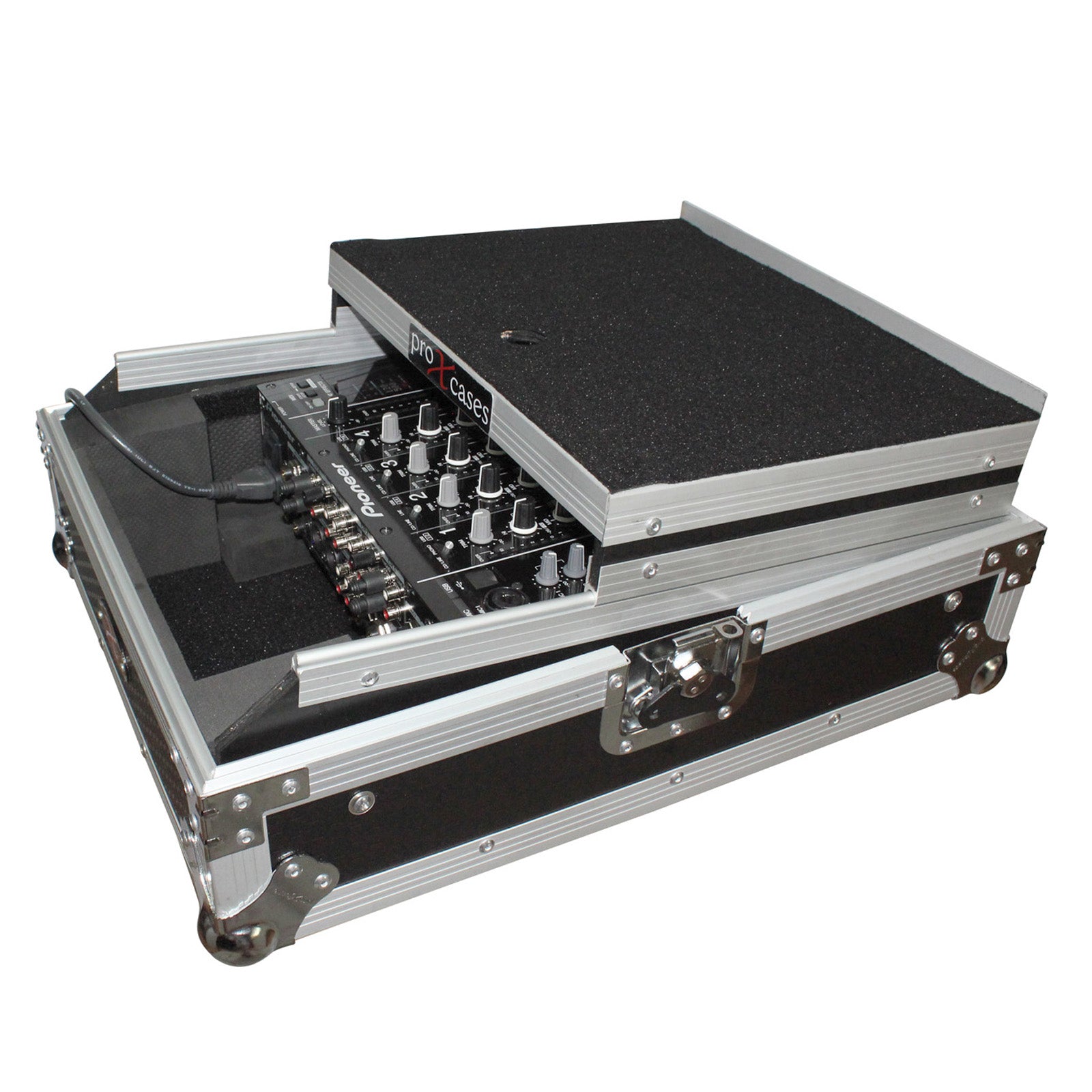ProX Mixer ATA Flight Hard Case for Large Format 12" Universal DJ Mixer with Laptop Shelf
