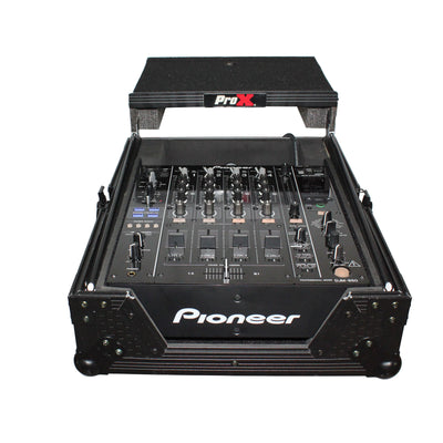 ProX Mixer ATA Flight Hard Case for Large Format 12" Universal DJ Mixer with Laptop Shelf Black on Black