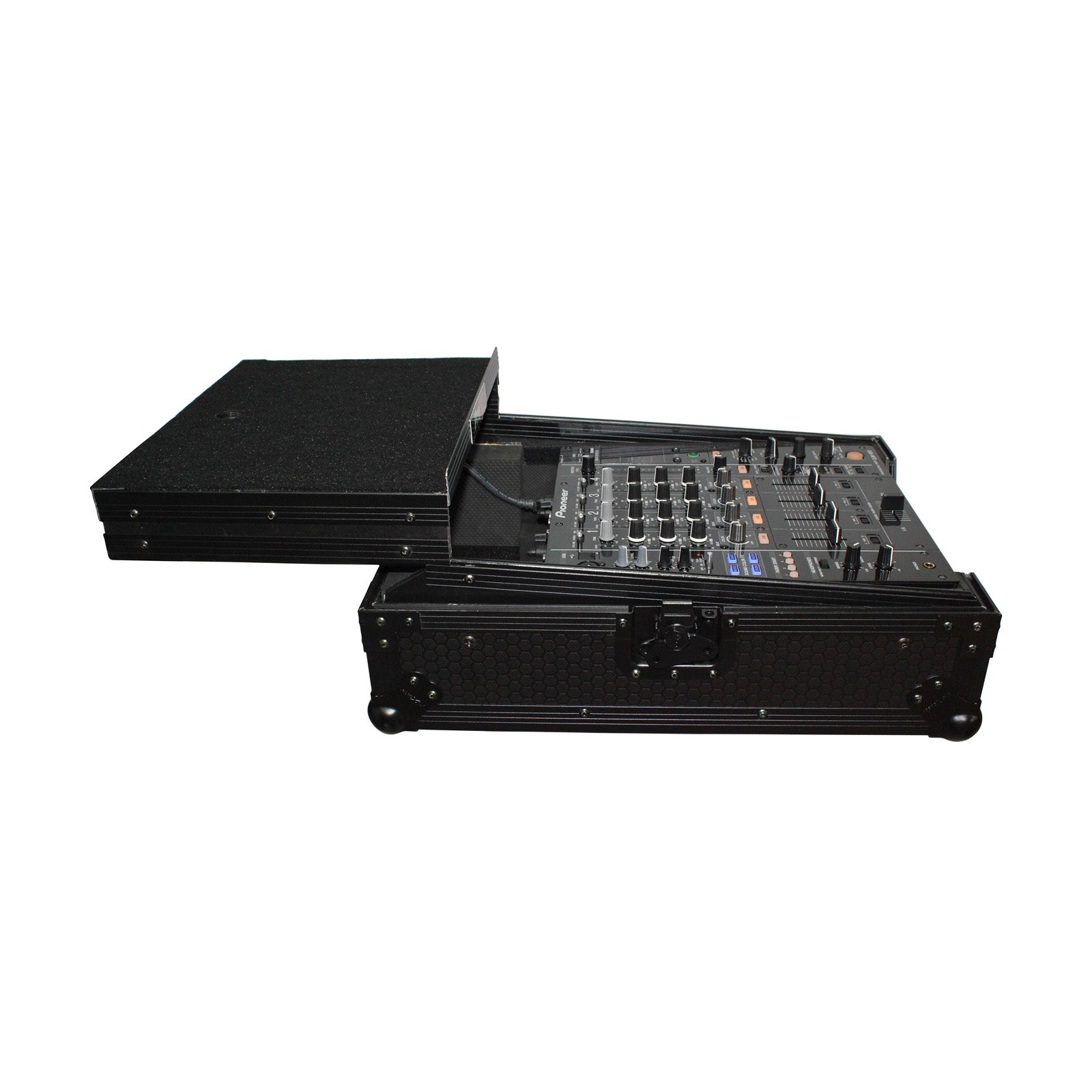 ProX Mixer ATA Flight Hard Case for Large Format 12" Universal DJ Mixer with Laptop Shelf Black on Black