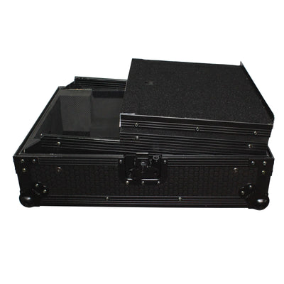 ProX Mixer ATA Flight Hard Case for Large Format 12" Universal DJ Mixer with Laptop Shelf Black on Black