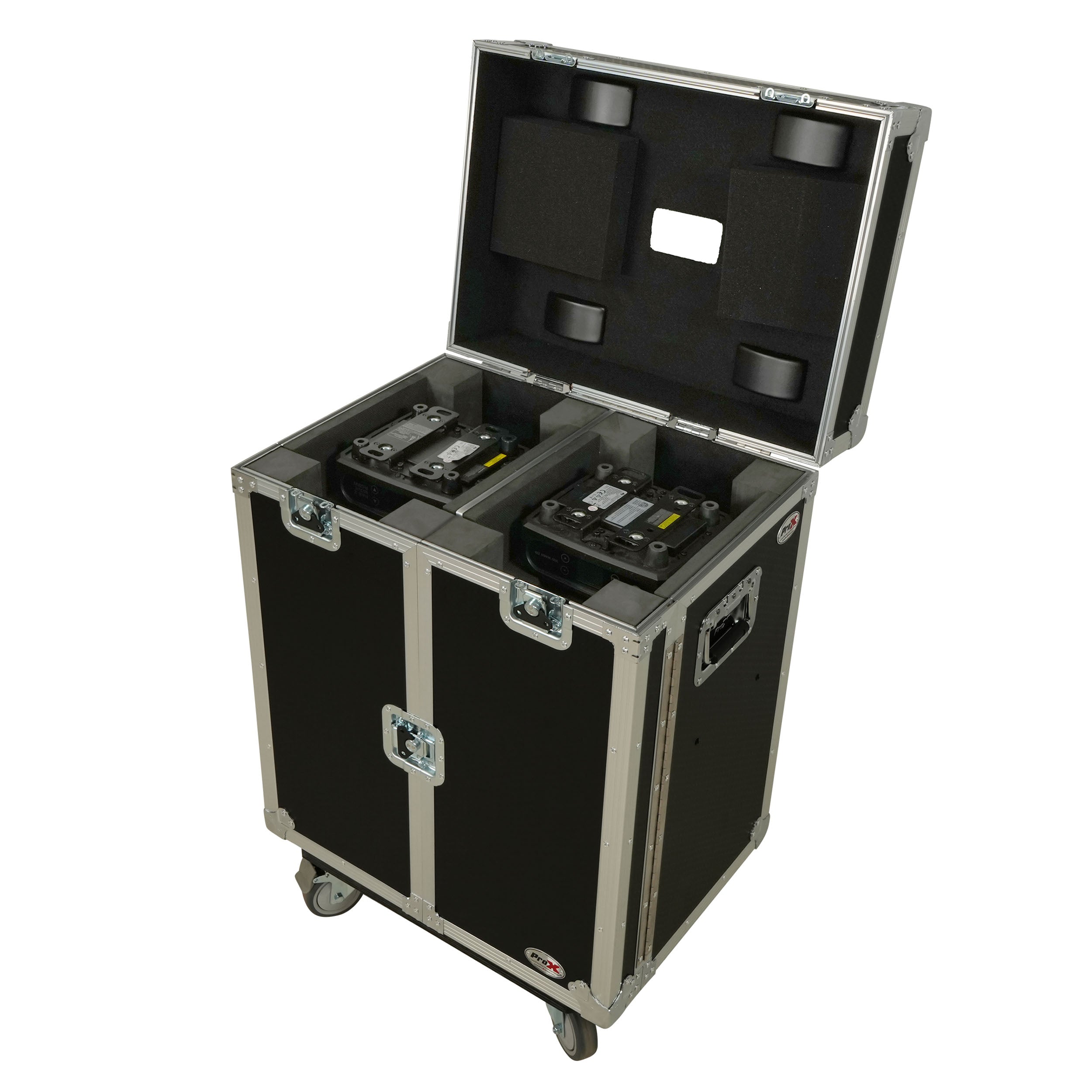 ProX Moving Head Lighting Road Case for 2x Wash Moving Heads with 3 Doors