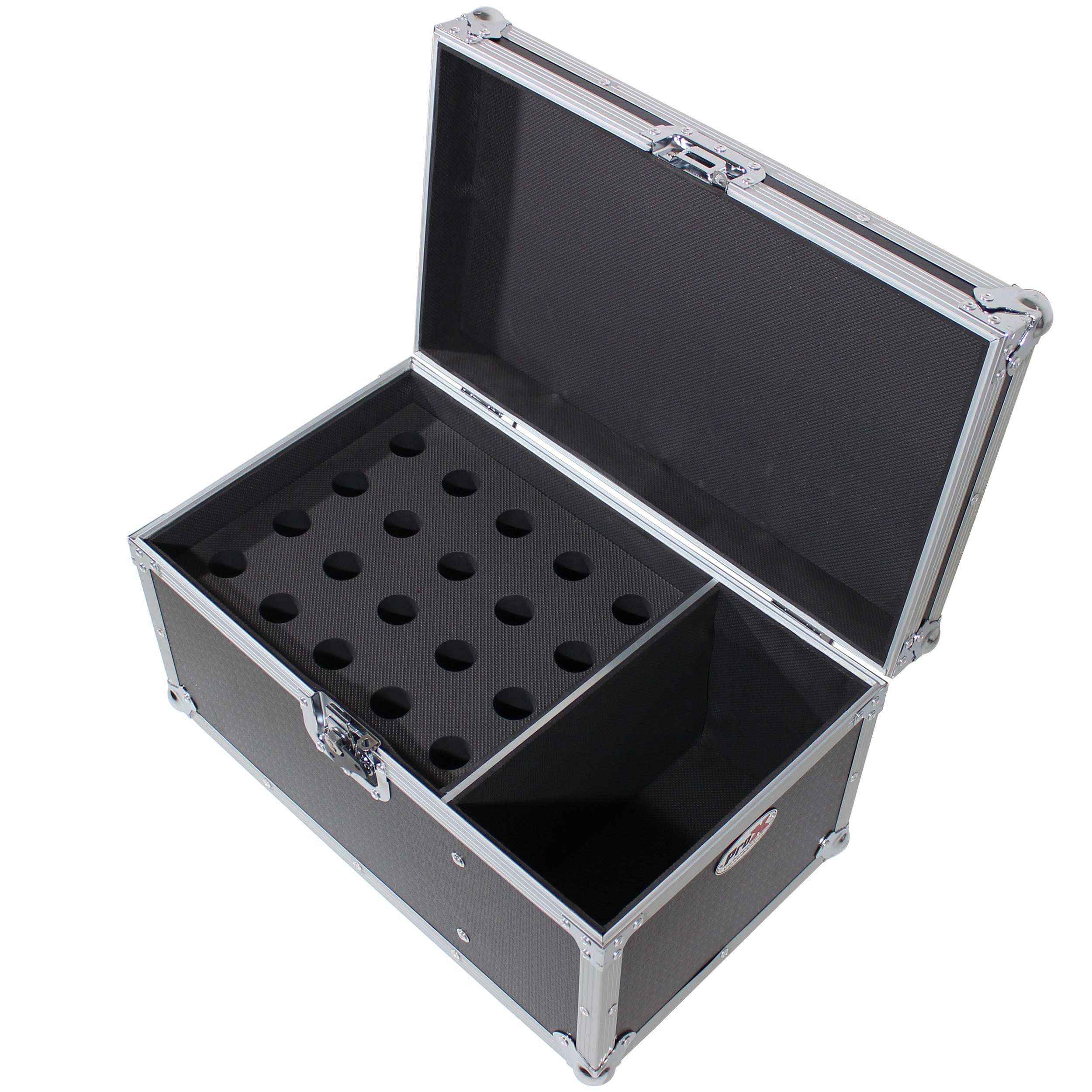 ProX ATA Flight Case for (20) Wireless Wired Microphones with Additional Storage