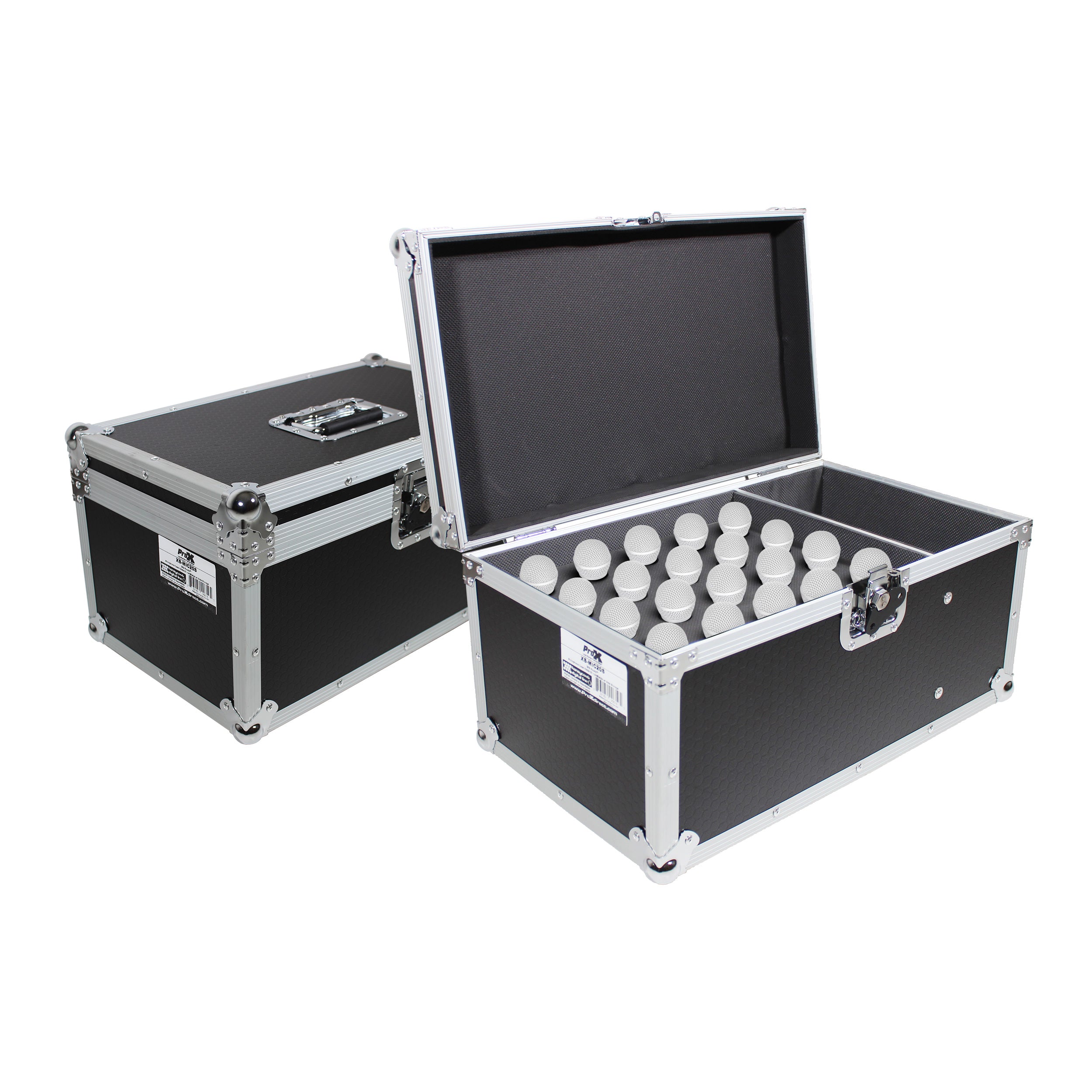 ProX ATA Flight Case for (20) Wireless Wired Microphones with Additional Storage
