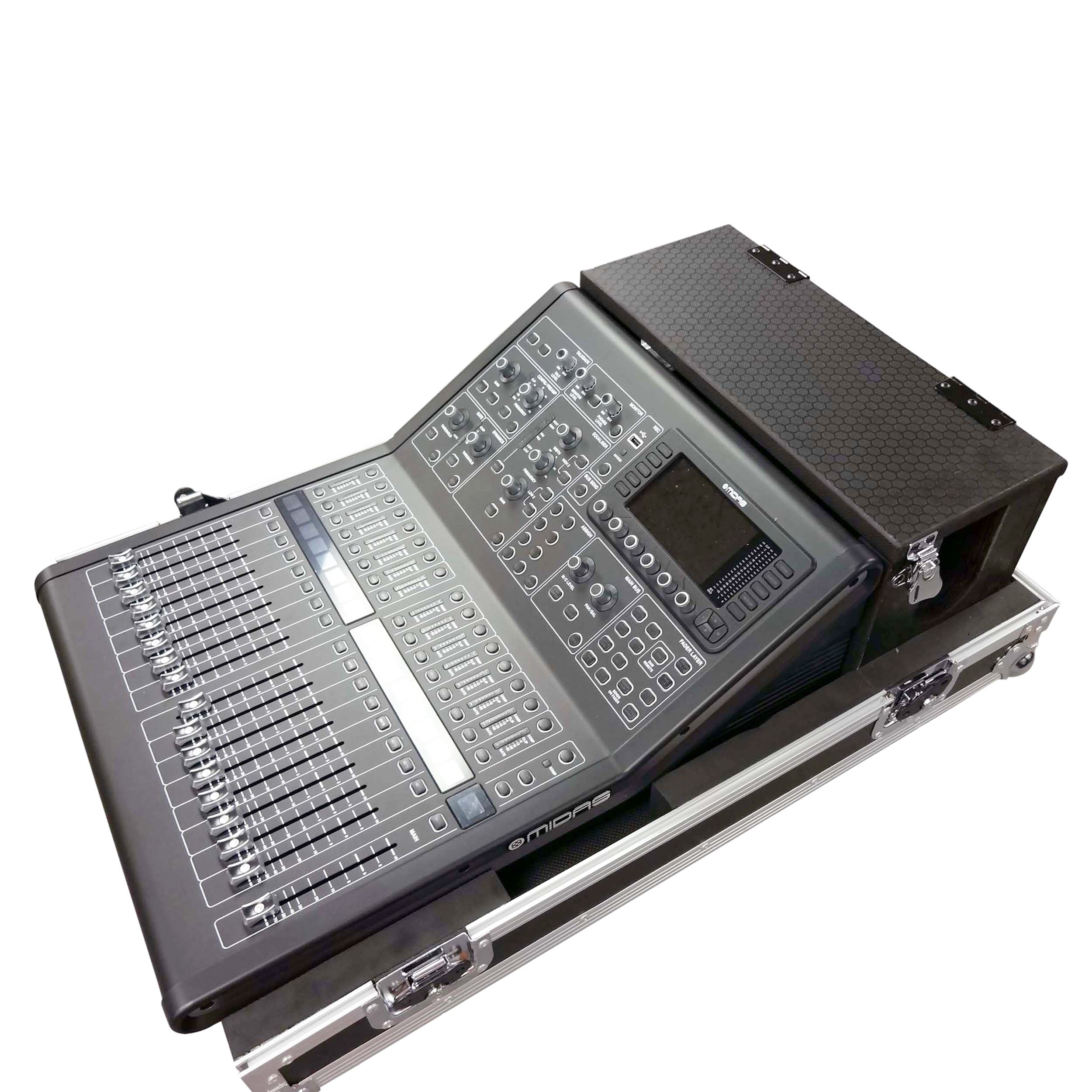 ProX ATA Digital Audio Mixer Flight Case for Midas M32R Console with Doghouse Compartment and Caster Wheels