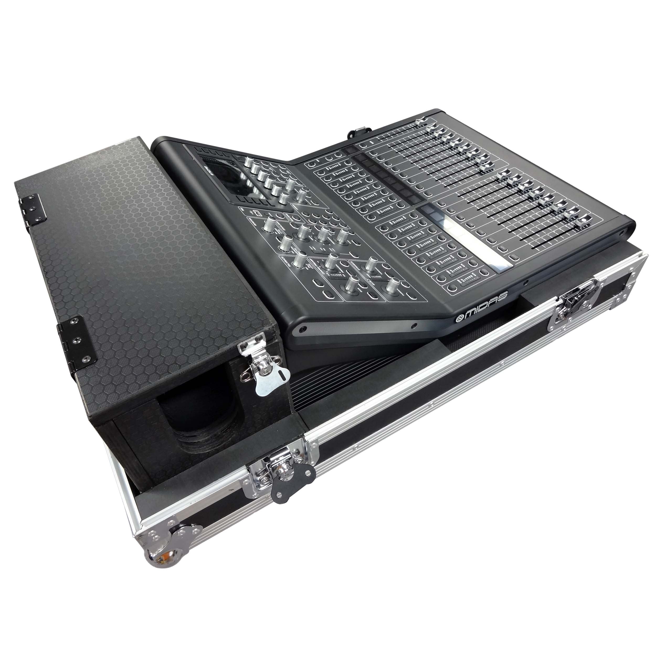 ProX ATA Digital Audio Mixer Flight Case for Midas M32R Console with Doghouse Compartment and Caster Wheels