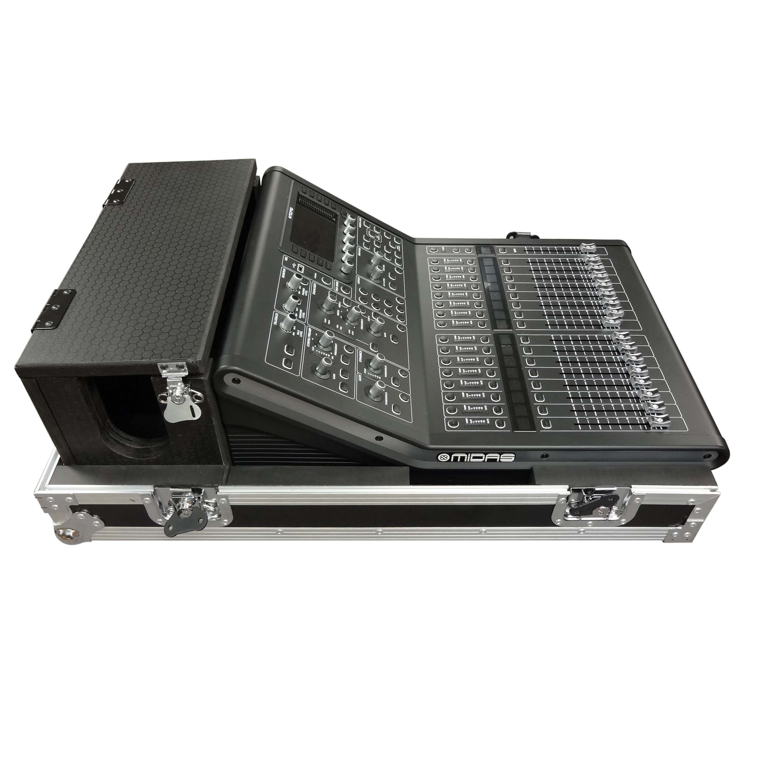 ProX ATA Digital Audio Mixer Flight Case for Midas M32R Console with Doghouse Compartment and Caster Wheels