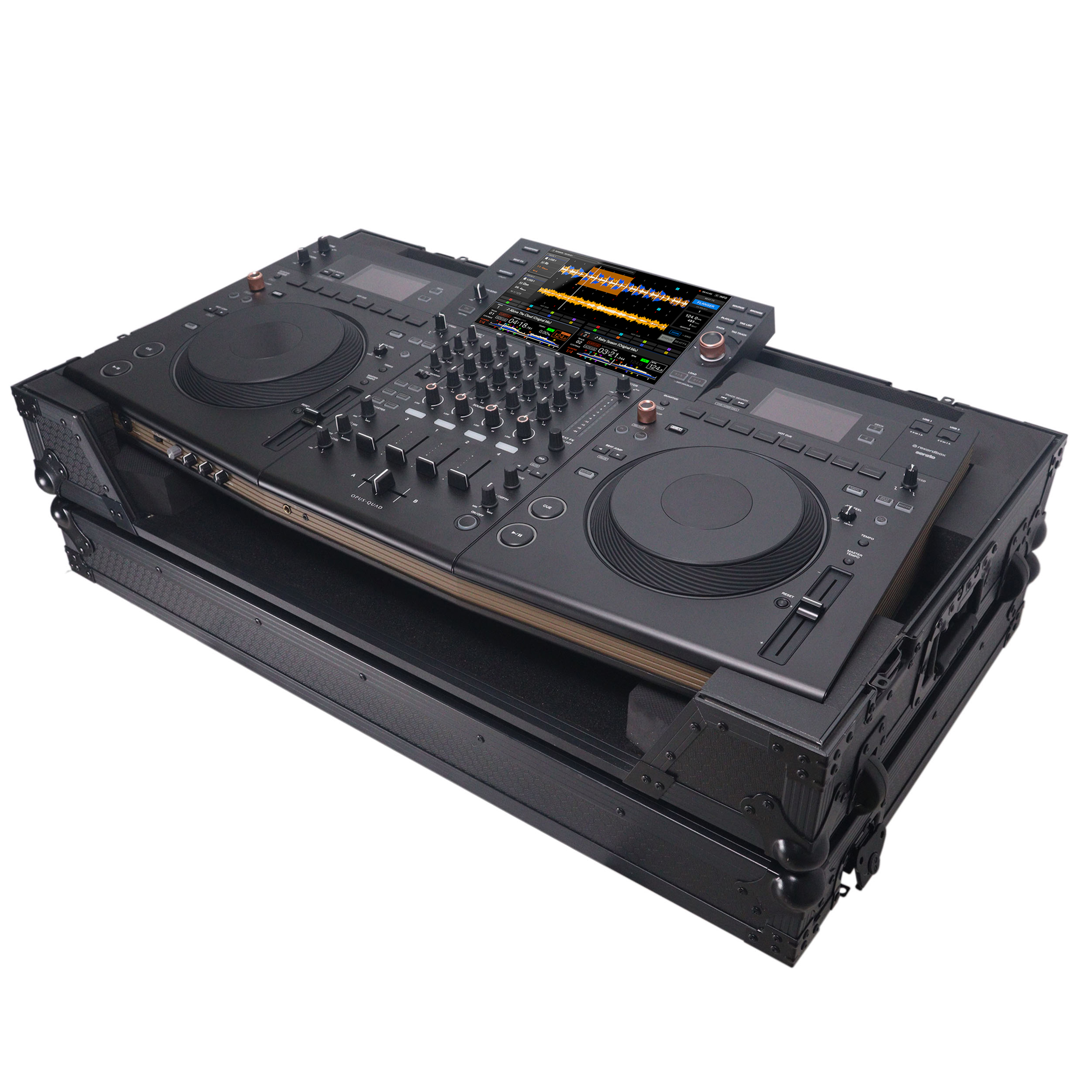 ProX ATA Flight Style Road Case For Pioneer Opus Quad DJ Controller with 1U Rack Space and Wheels - Black Finish