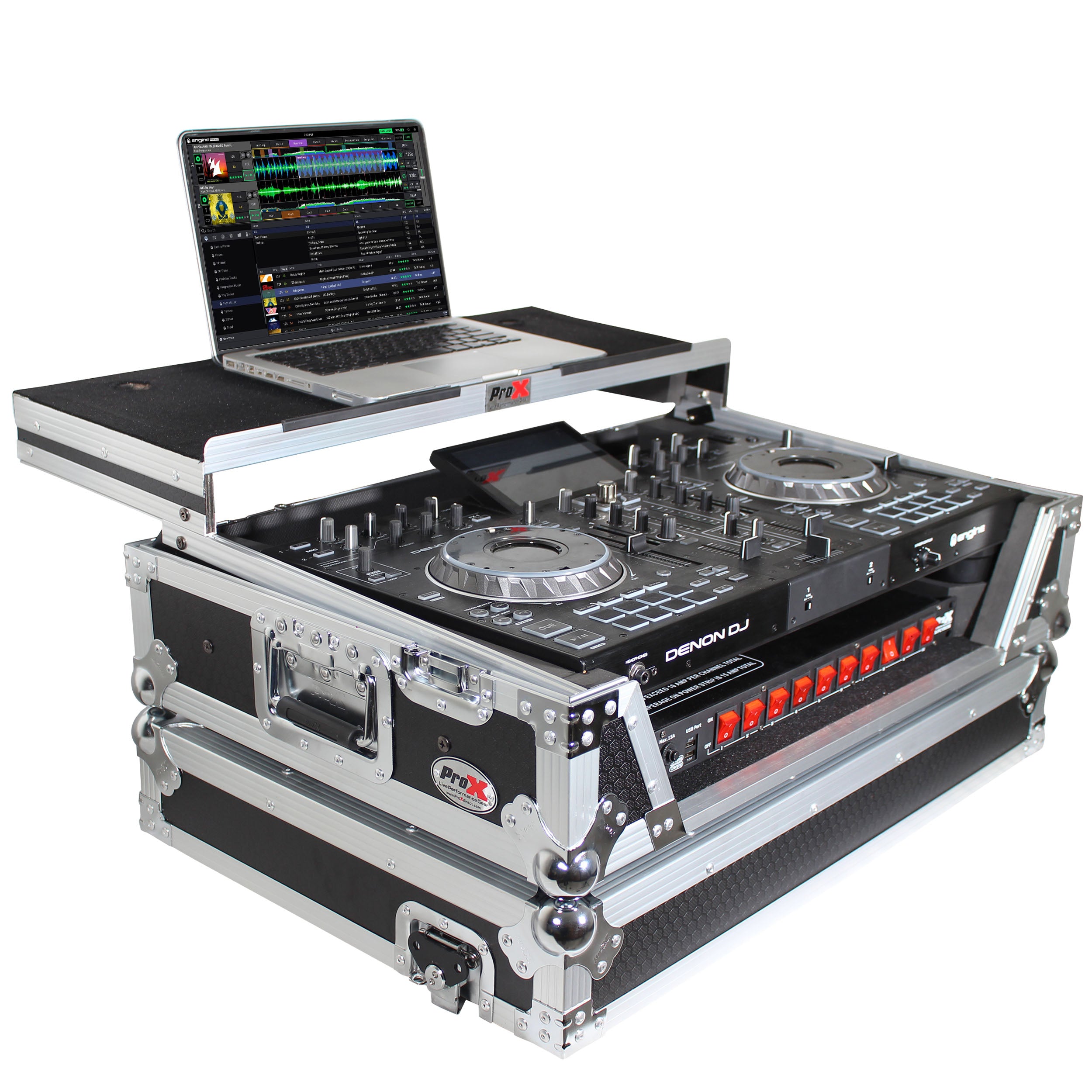 ProX ATA Flight Case For Denon PRIME 2 DJ Controller with Laptop Shelf