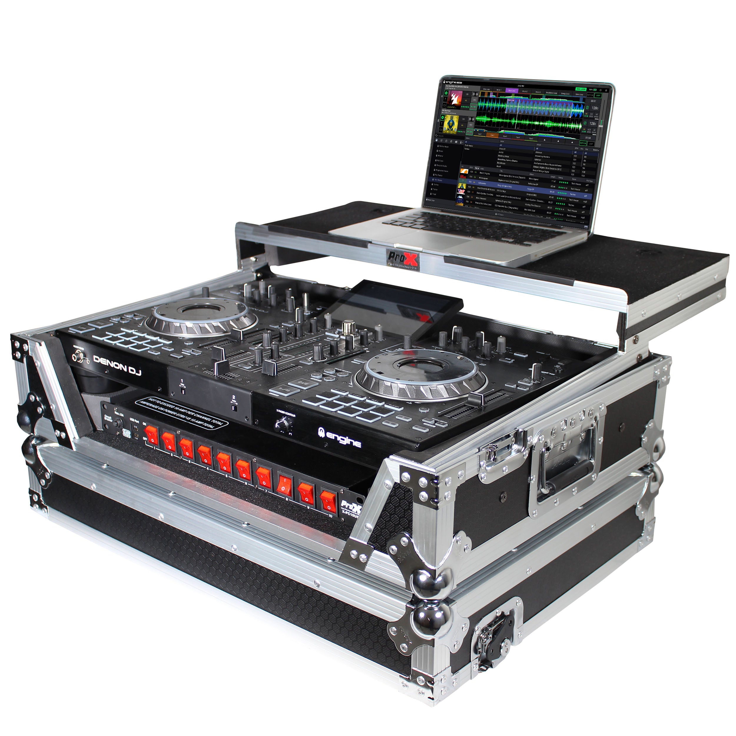 ProX ATA Flight Case For Denon PRIME 2 DJ Controller with Laptop Shelf