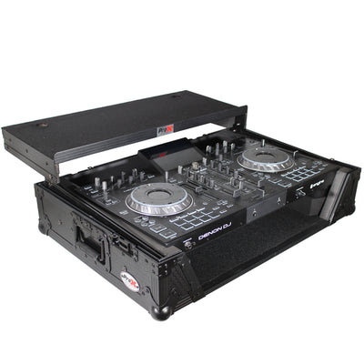 ProX ATA Flight Case For Denon PRIME 2 DJ Controller with Laptop Shelf 1U Rack Space - Black