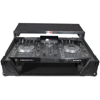 ProX ATA Flight Case For Denon PRIME 2 DJ Controller with Laptop Shelf 1U Rack Space - Black
